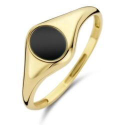 blush ring geelgoud met onyx