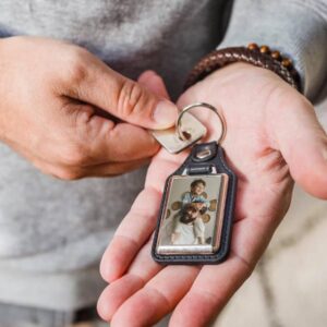 leren sleutelhanger met foto