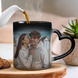 magische mok met foto en tekst hartvormig handvat